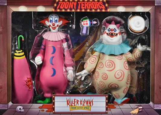 KILLER KLOWNS FROM OUTER SPACE TOONY TERRORS SLIM AND CHUBBY 6 INCH SCALE ACTION FIGURE 2-PACK